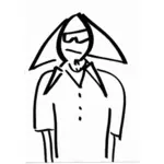 Persona de dibujos animados con triángulo de pelo y gafas de sol de gráficos vectoriales